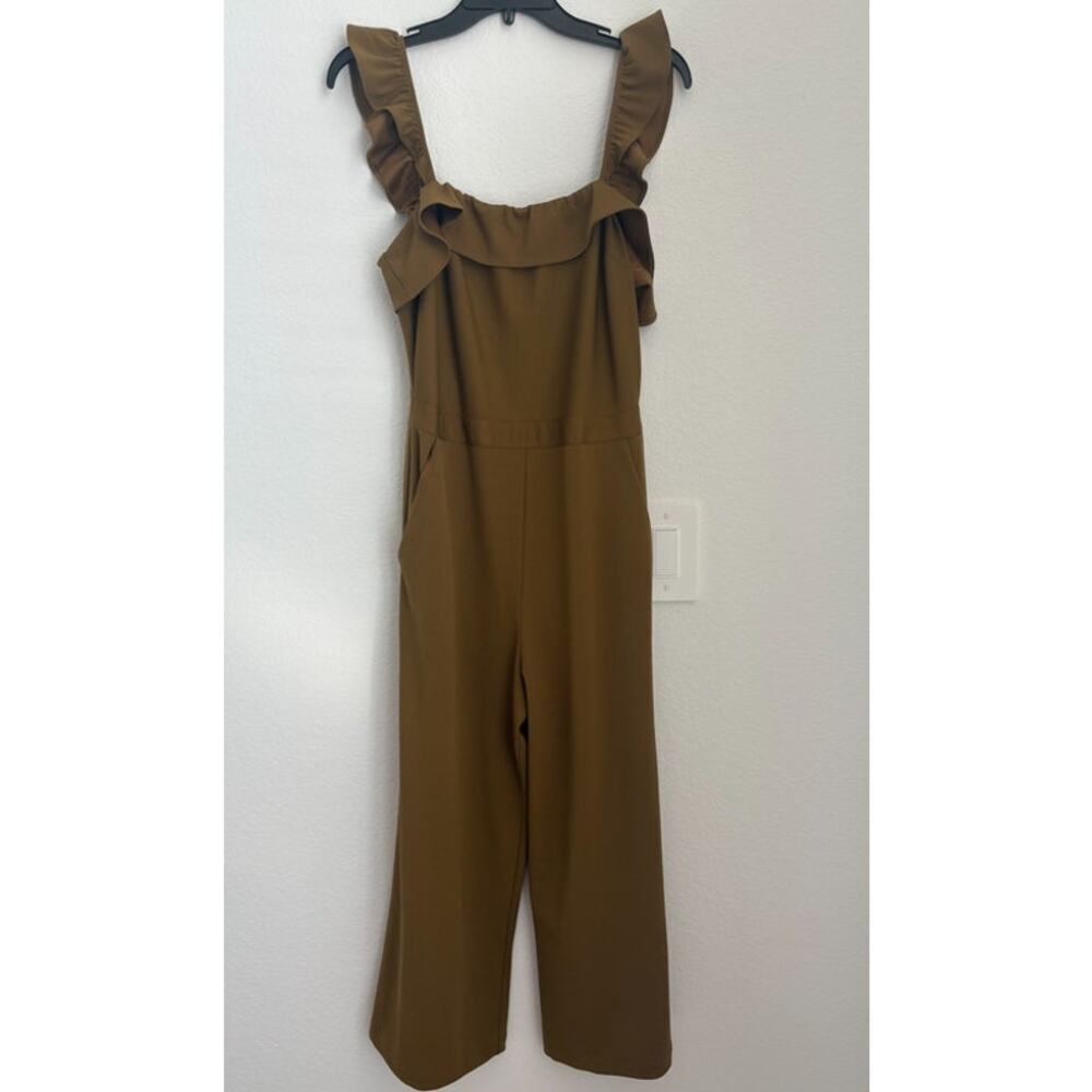 Kittenish Womens Olive Green Ruffle Jumpsuit Size Large